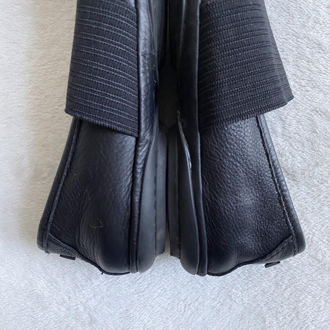 【美品✨】Camper ライトニナ　フラットシューズ　ストラップ　黒　本革　37