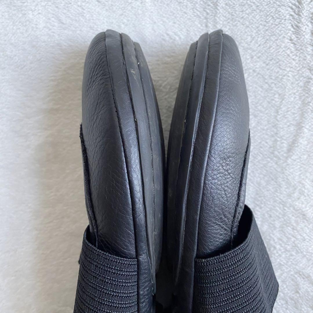 【美品✨】Camper ライトニナ　フラットシューズ　ストラップ　黒　本革　37