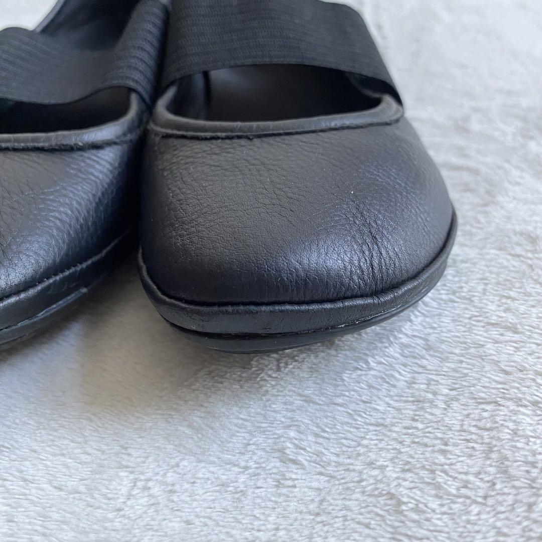 【美品✨】Camper ライトニナ　フラットシューズ　ストラップ　黒　本革　37