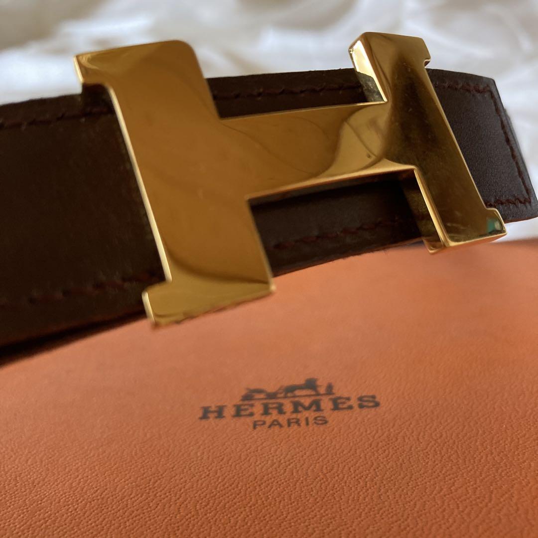 HERMES ブラウン　ブラック　リバーシブル　コンスタンス　レザー Hベルト