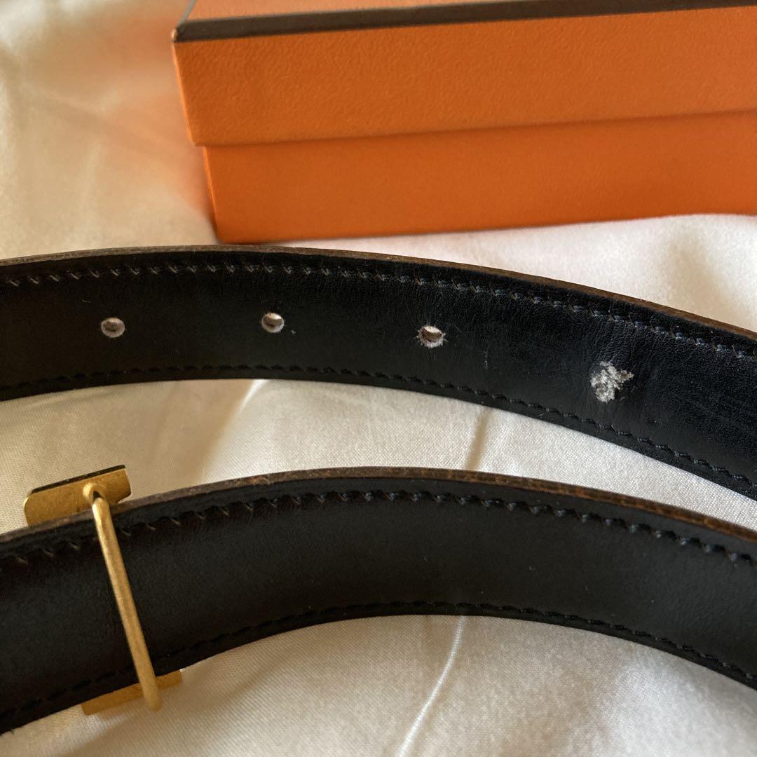 HERMES ブラウン　ブラック　リバーシブル　コンスタンス　レザー Hベルト