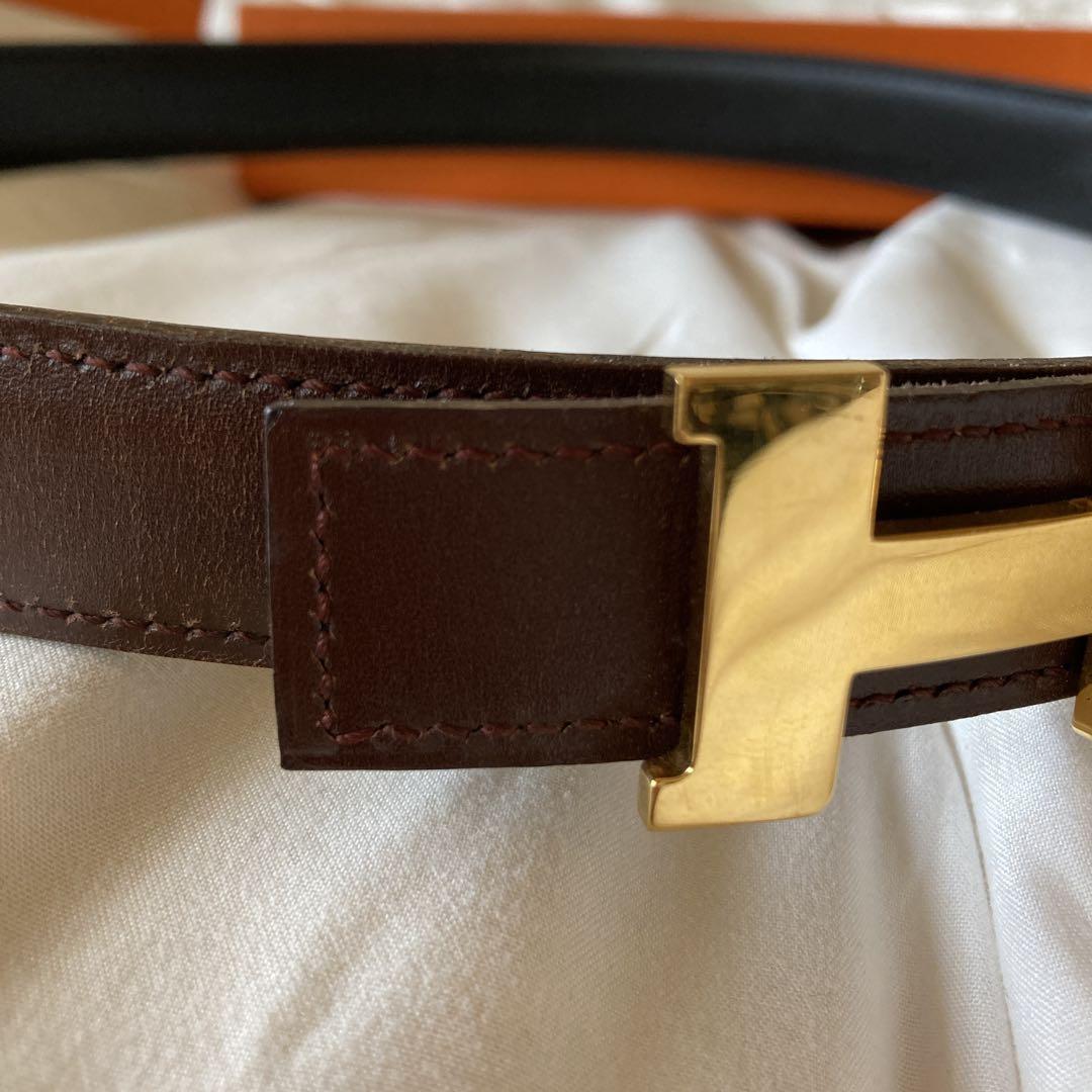 HERMES ブラウン　ブラック　リバーシブル　コンスタンス　レザー Hベルト