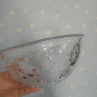 彫刻模様のガラスボウル 中型