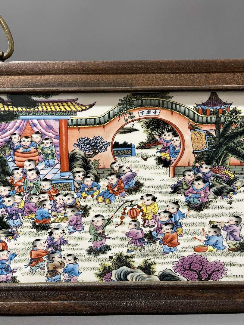 景徳鎮 陶板画百子図 応接間 書斎 懸掛 装飾品 現代工芸品 美術品 置物