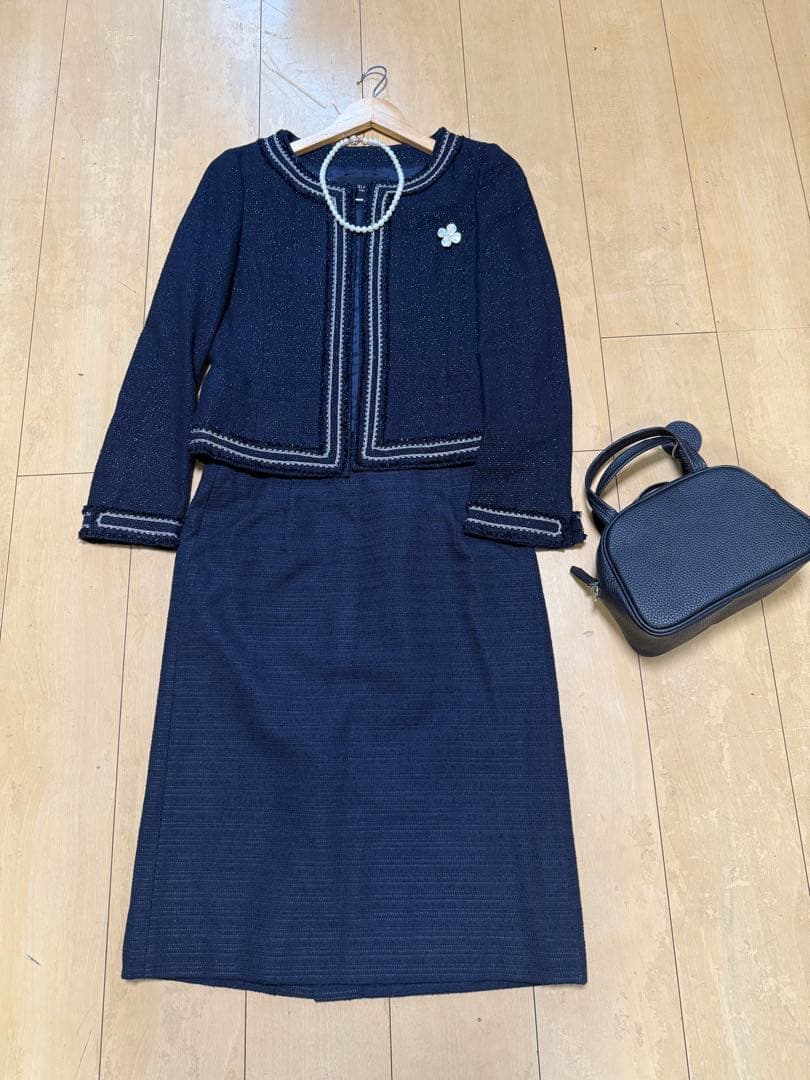 ユナイテッドアローズ ネイビー ツイードジャケットとスカートのセット9号11号UNITED ARROWS
