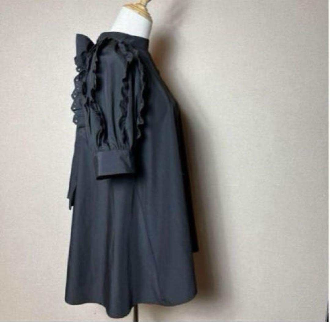 CELFORD スカラップフリルバックリボンブラウス パフスリーブ