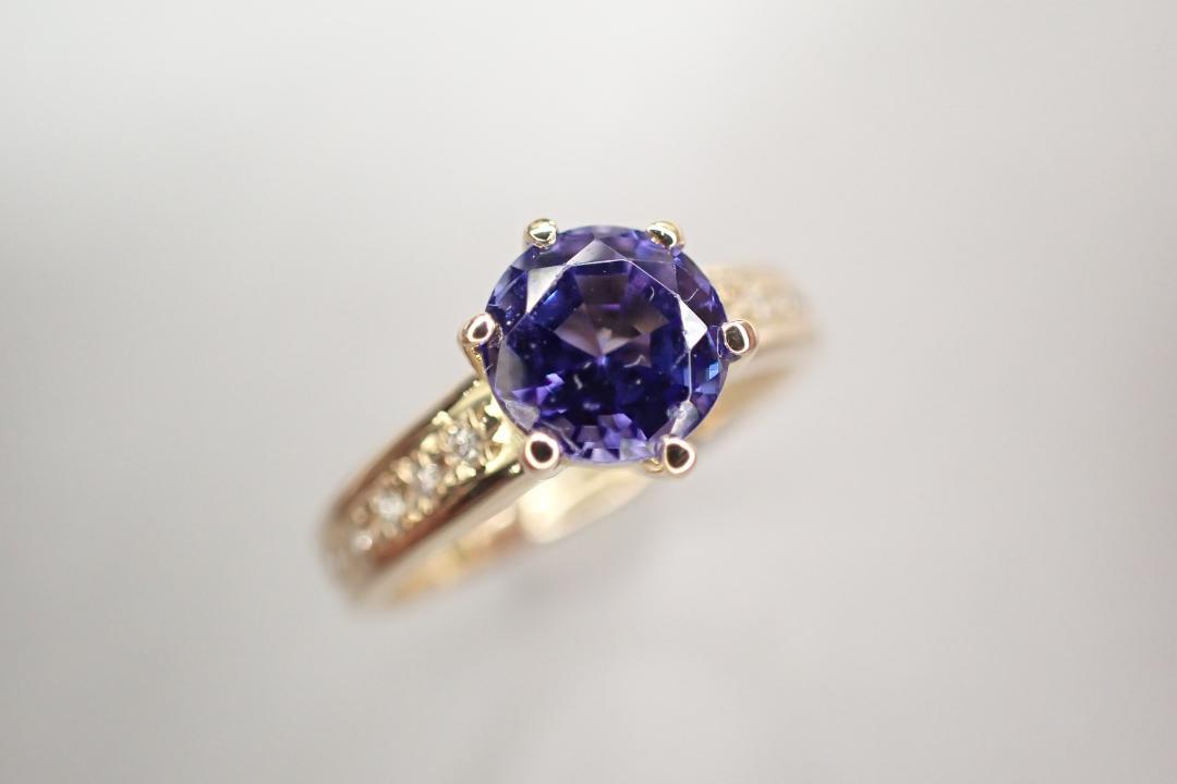 16/美品 K18 タンザナイト1.18ct ダイヤ計0.10ct リング 指輪
