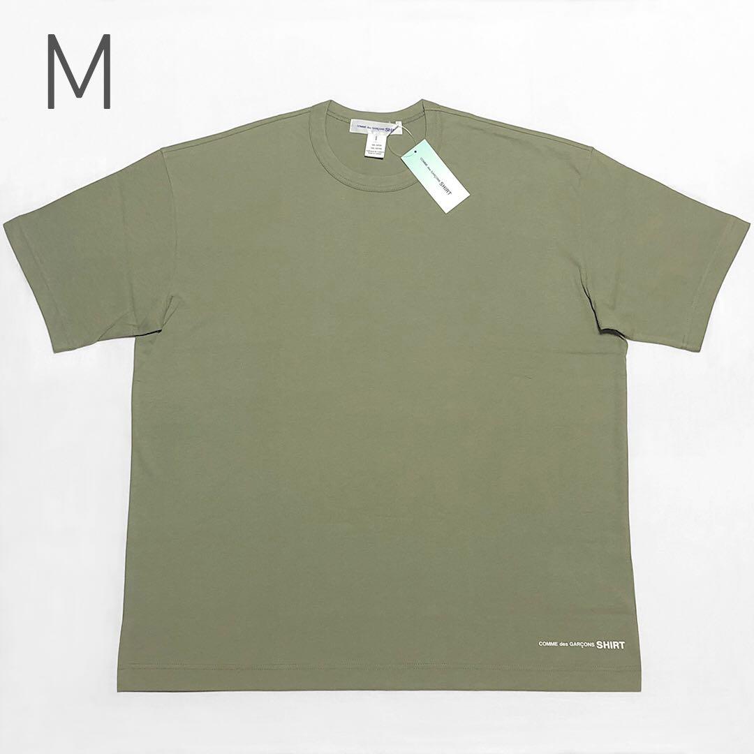 【新品未使用】コムデギャルソンシャツ オーバーサイズ 裾ロゴTシャツ カーキ M