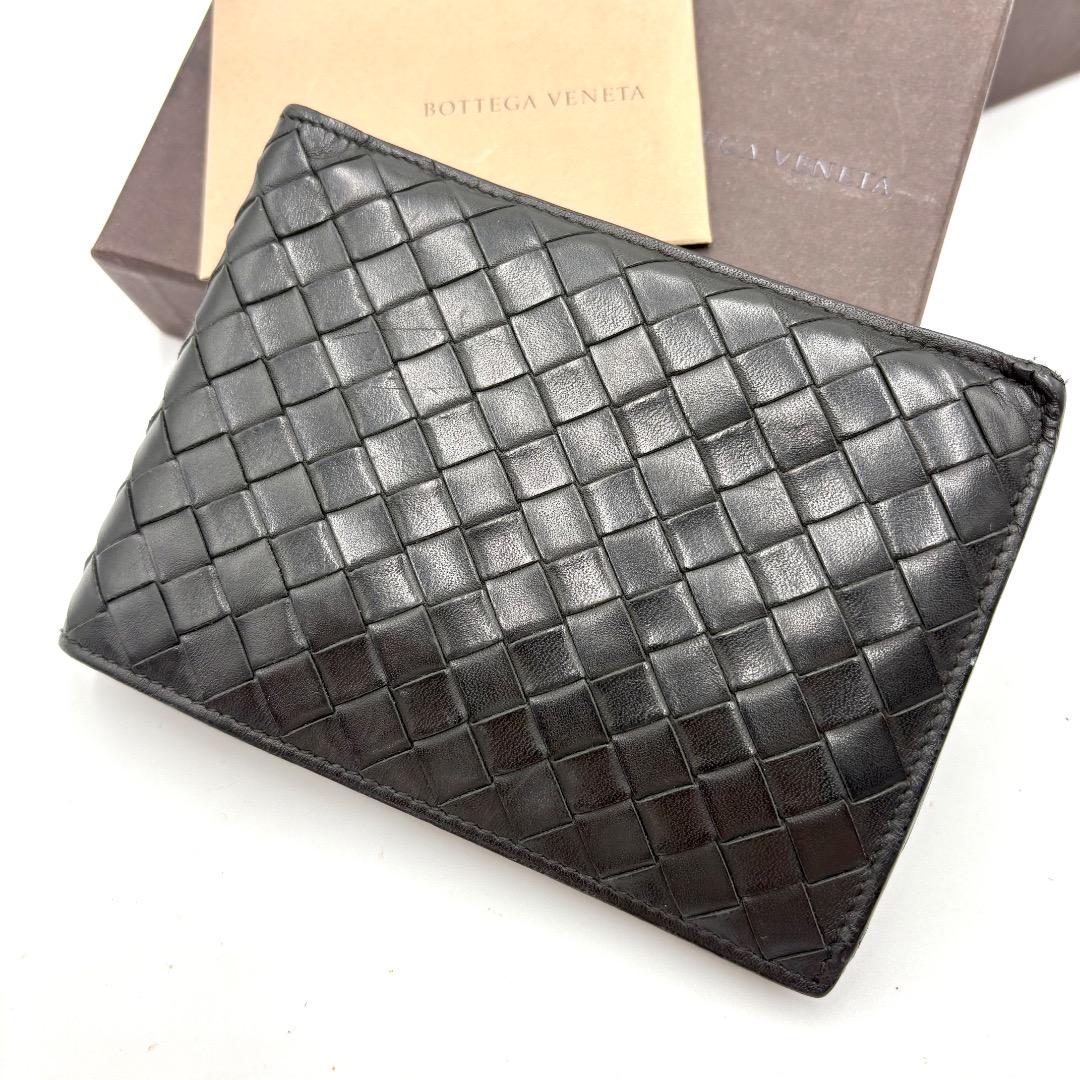 BOTTEGA VENETA イントレチャート メンズ 折り財布 ブラック