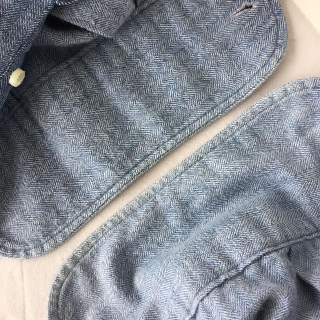 美品 シップス コットンネルシャツ 長袖 S ヘリンボーン サックス