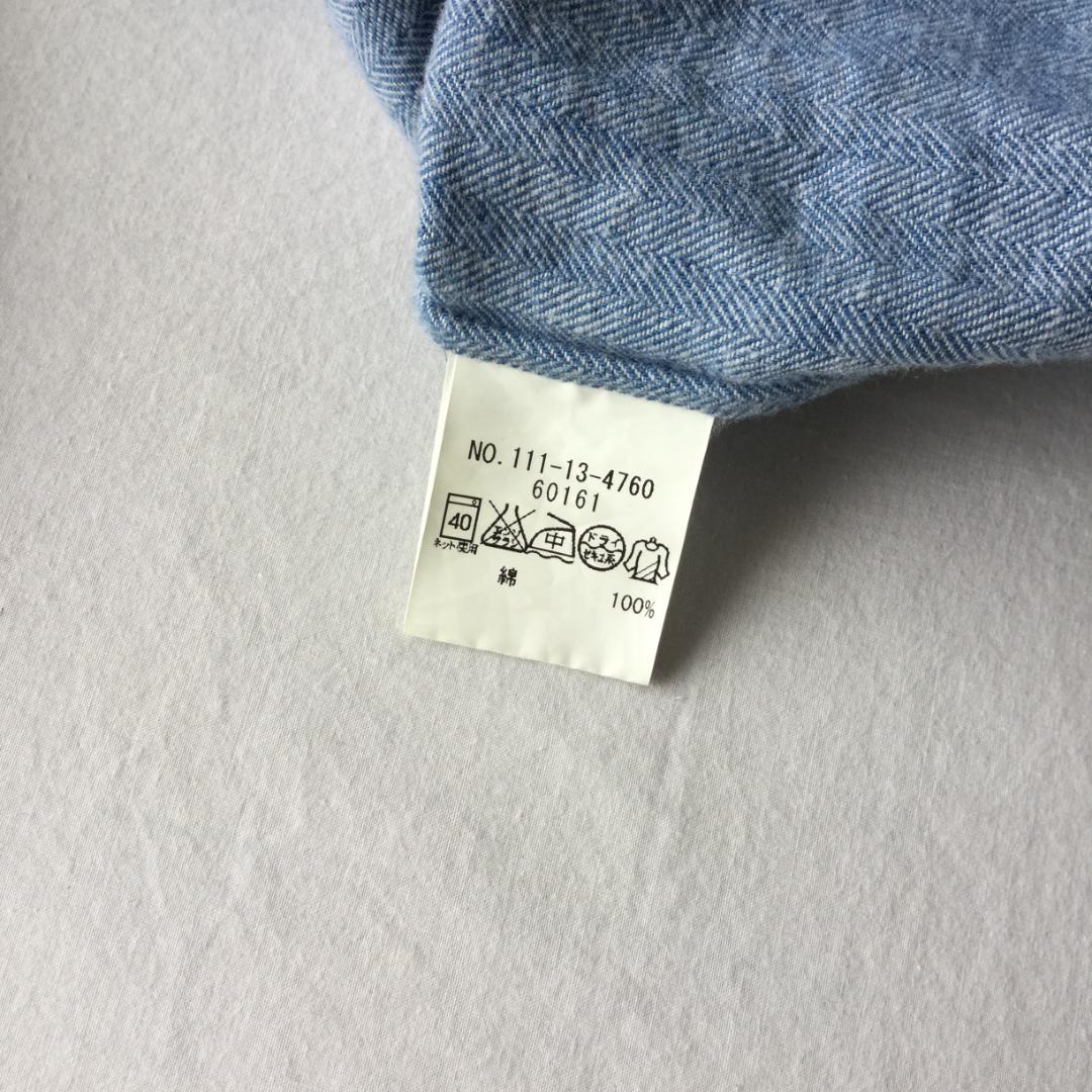 美品 シップス コットンネルシャツ 長袖 S ヘリンボーン サックス