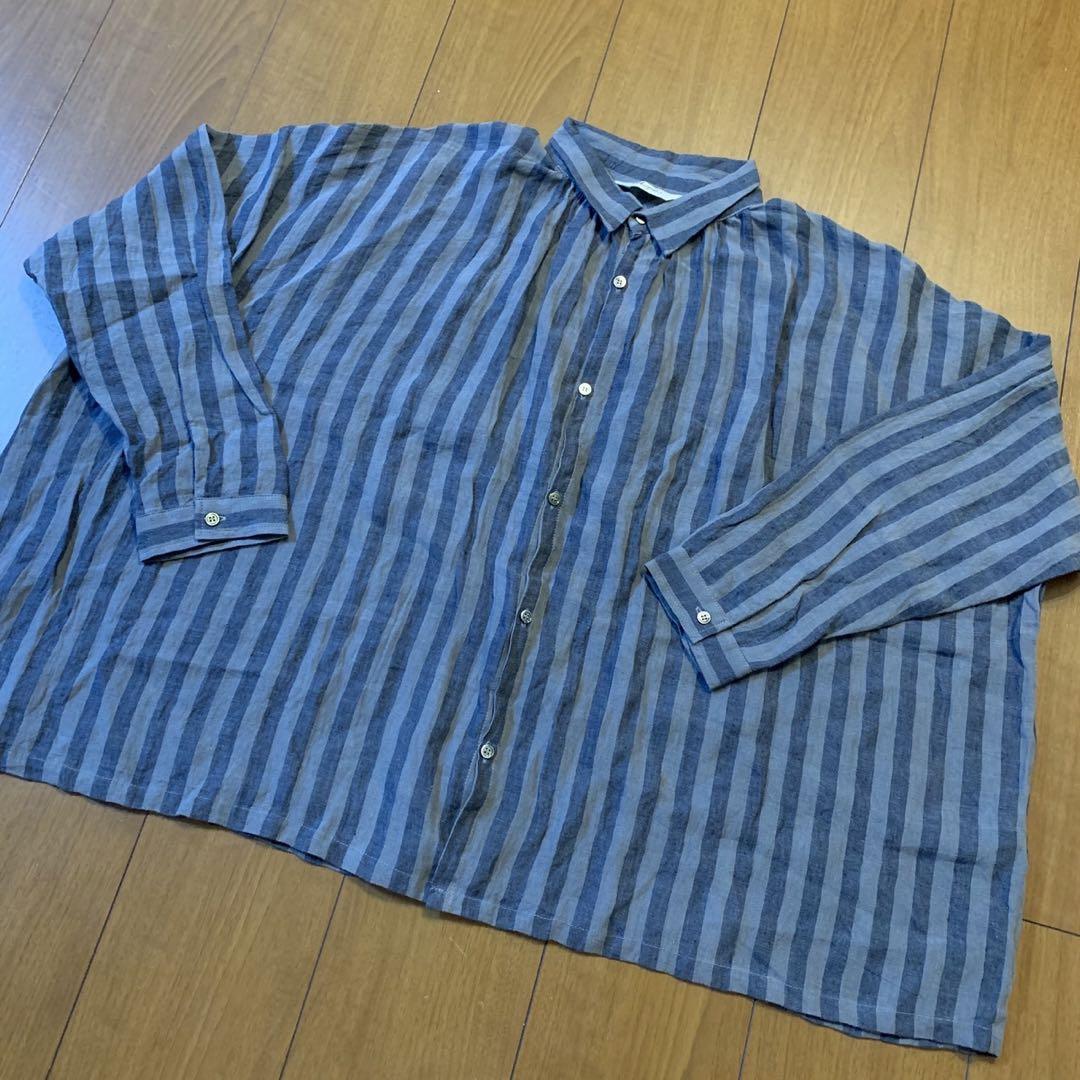 ICHI Antiquites イチアンティークス リネン ストライプ シャツ
