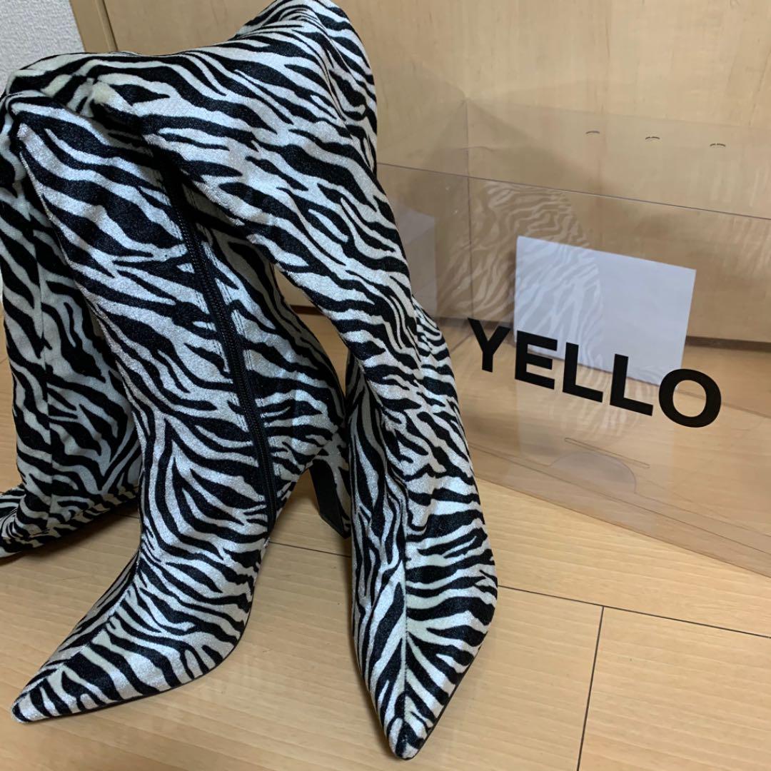 yellow ゼブラロングブーツ