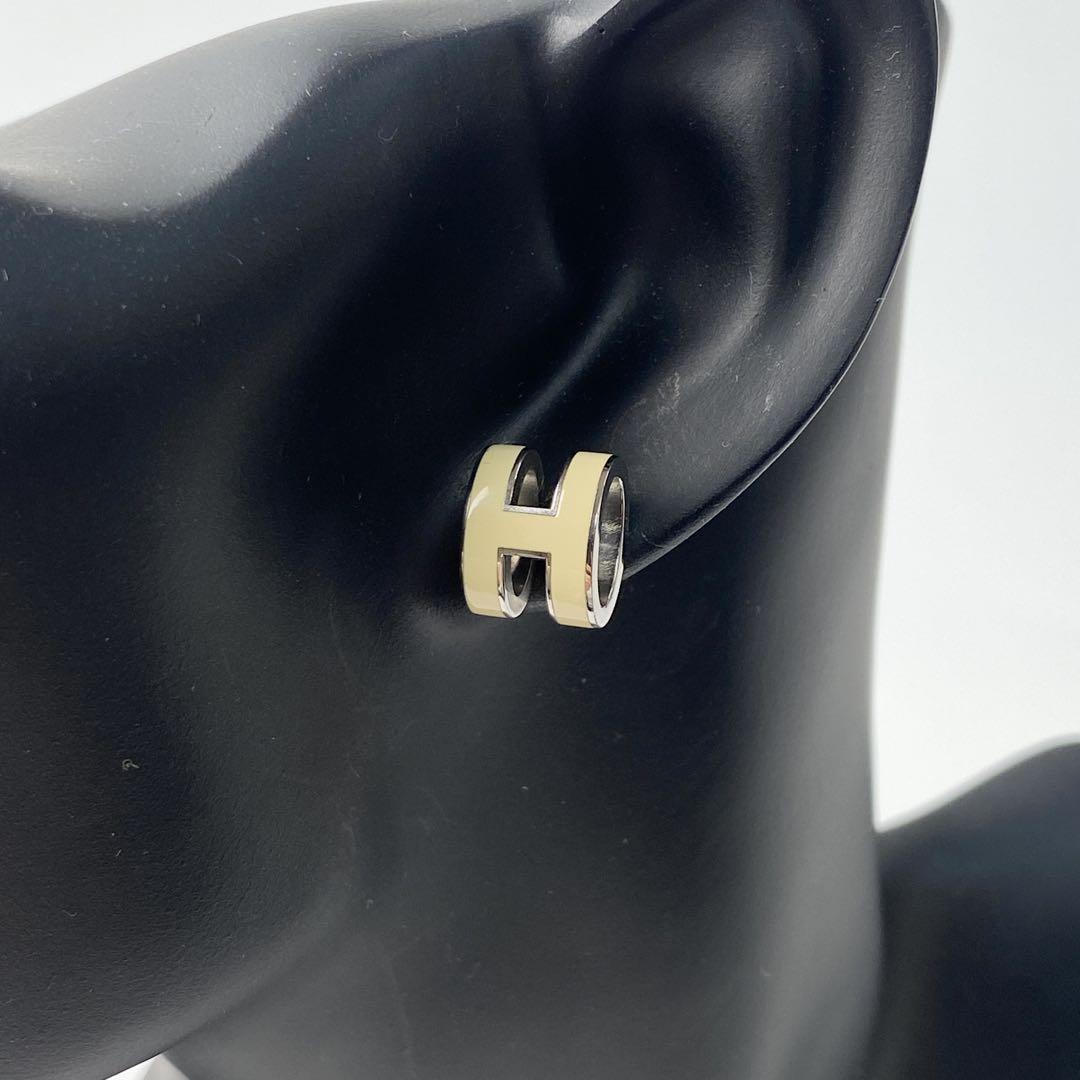 美品 エルメス HERMES ポップアップ H ピアス マロン