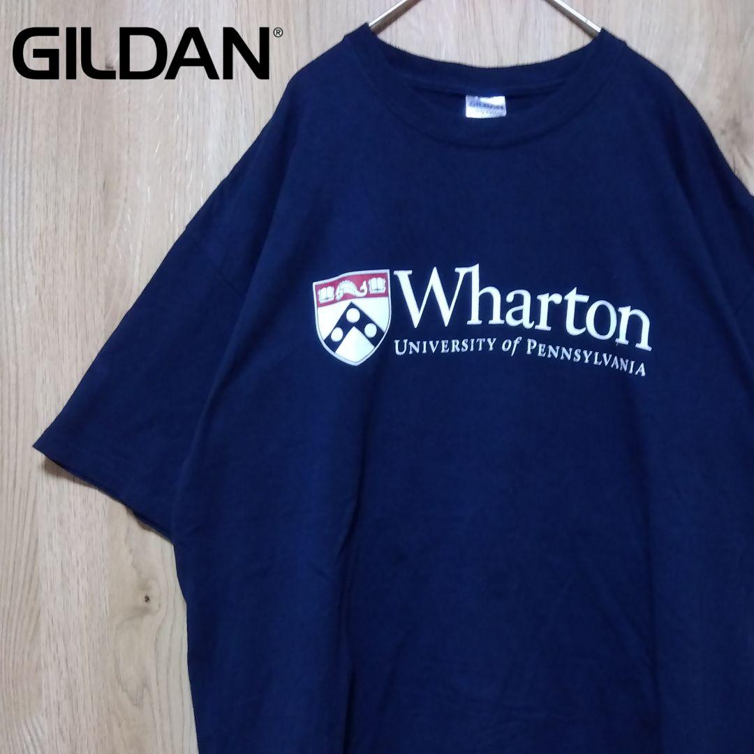 Tシャツ 古着 90s GILDAN ギルダン 慶應 カレッジ L 大学 美品 ギルダン 古着 Tシャツ カレッジロゴ ビッグプリント 濃紺