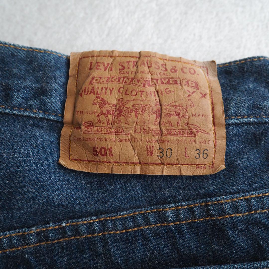 濃紺】90s LEVI'S 501 USA製 ストレートデニムパンツ 紙パッチ