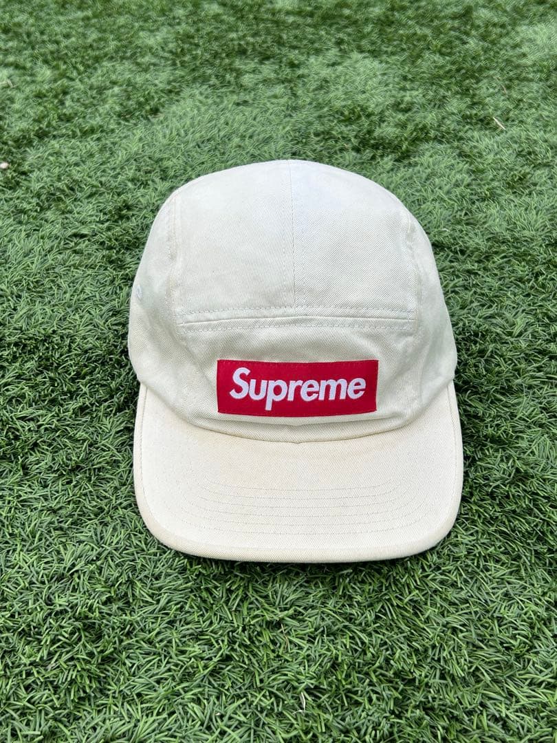 Supreme ボックスロゴクリーム色 革ベルトSUPREME