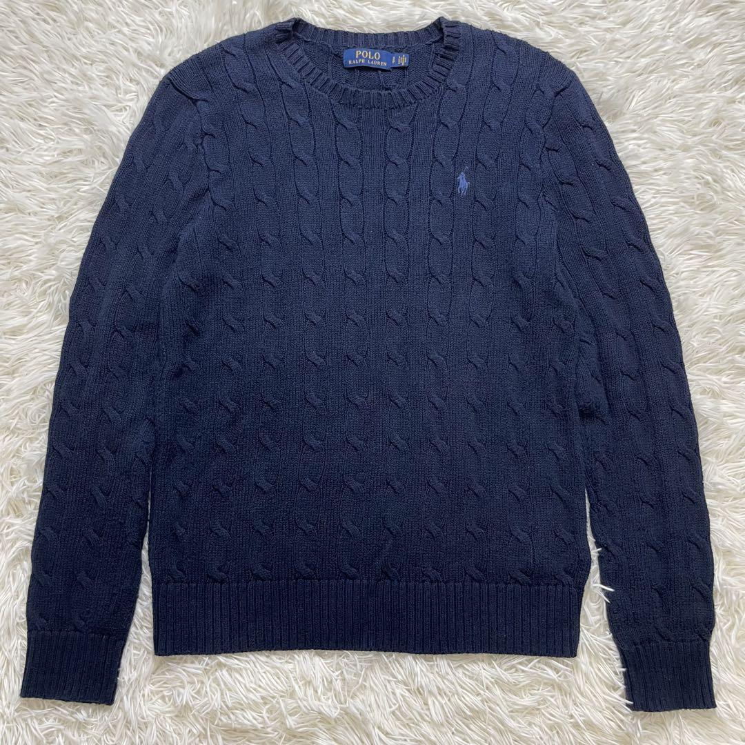 大人気 ラルフローレン　ケーブルニット　ネイビー 美品  Sサイズ