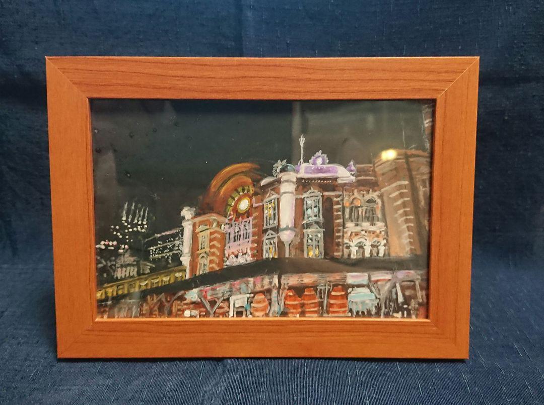 期間限定のお買い得商品 水彩画 都市の夜景 木製フレーム付き メルカリ - 絵画