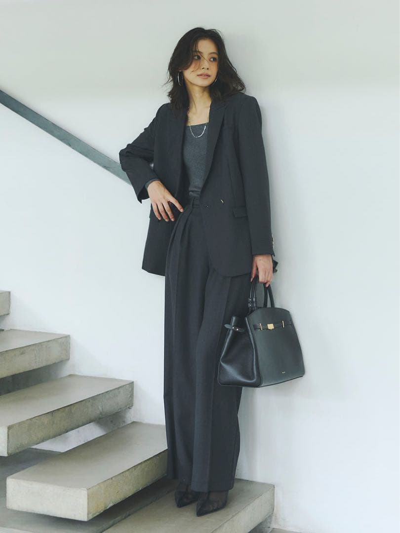 ベーシックタックワイドパンツ GREY