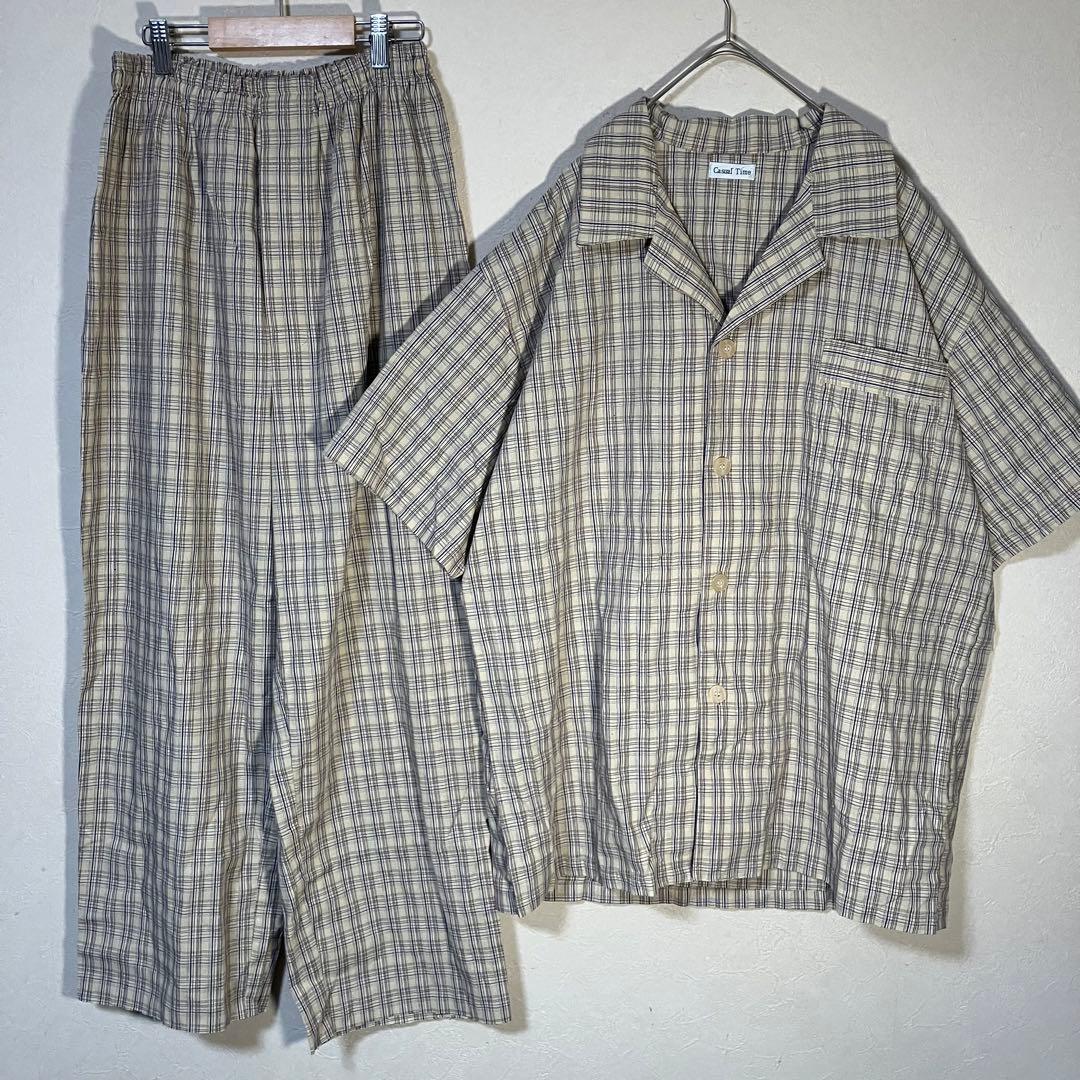 日本製 【まとめ売り】パジャマ 半袖 夏 チェック ベージュ ボタン