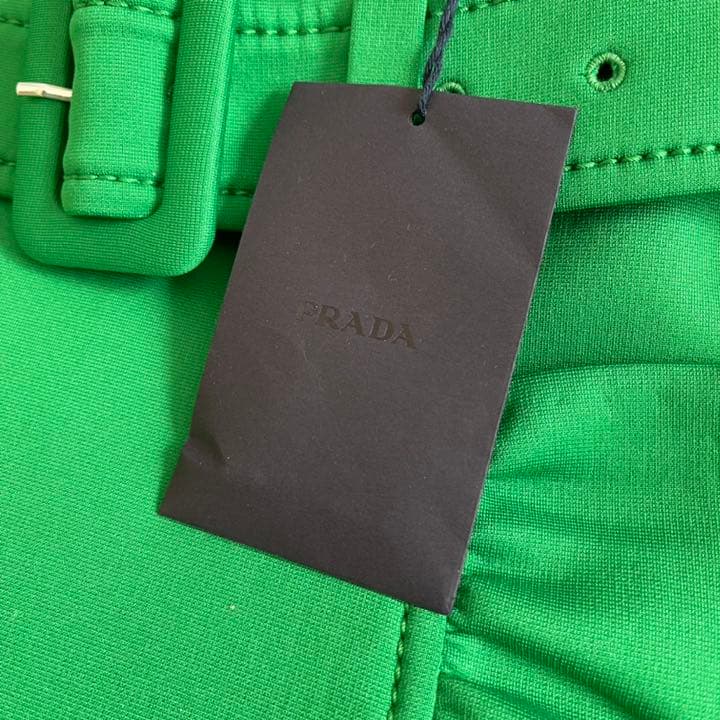 PRADA 巻きスカート フリル ベルト グリーン ロゴ | givebacktickets.com