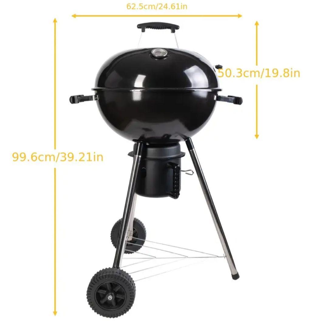 『特別価格』ポータブルチャコールBBQグリル 移動車輪&温度計付き （送料込み）