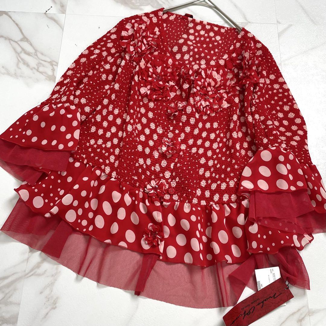 未使用タグ付き✨ ノコオーノ ブラウス ジャケット 縮絨加工 プリーツ加工 赤色