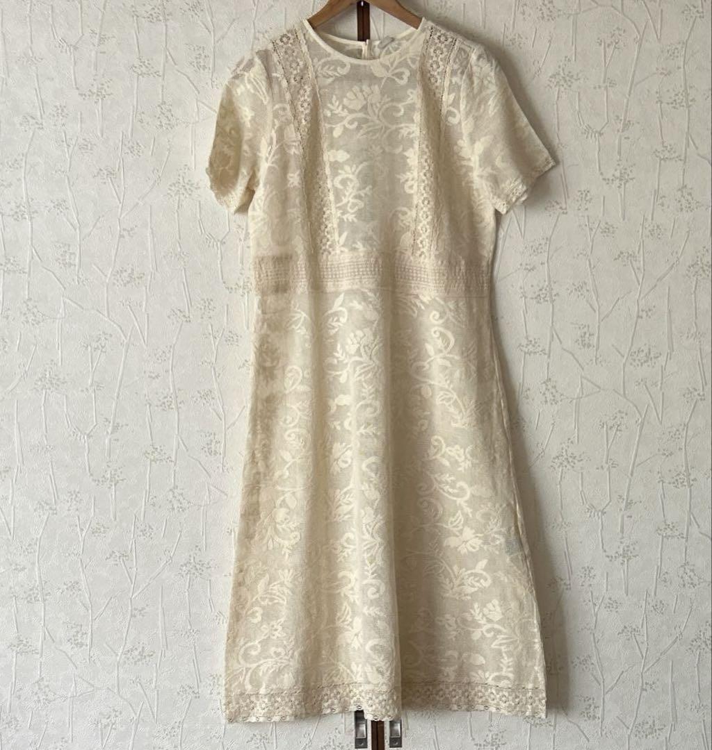 未使用●iki レース 刺繍 半袖ワンピース シャンブルドゥシャーム イキ♦︎Ｆ