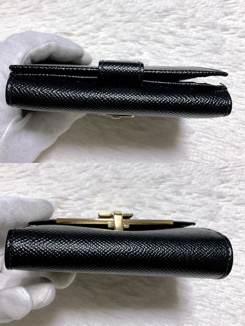 付属品完備♡極美品♡フェラガモ 二つ折り財布 ガンチーニ ブラック 金具クリップ