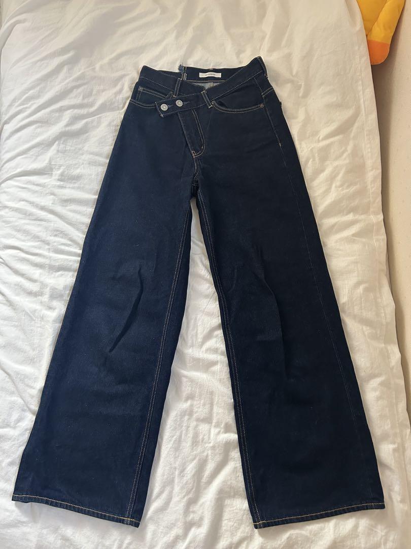 【美品】moussy CROSS WAIST WIDE STRAIGHT