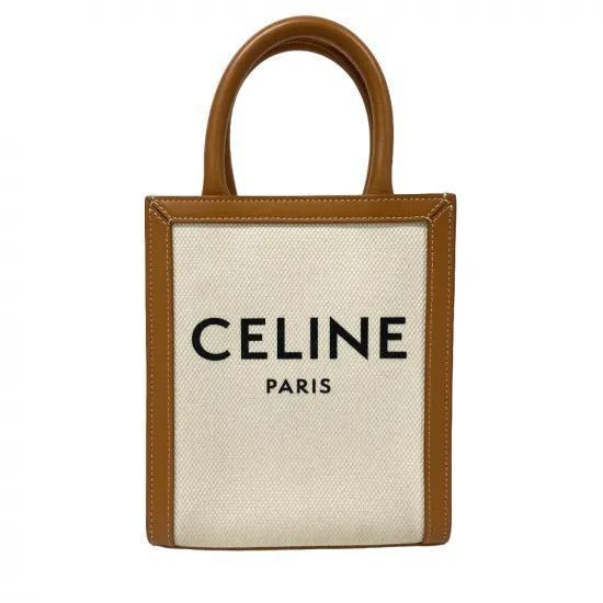 【美品】CELINE ミニバーティカルカバ ナチュラルタン 2WAY