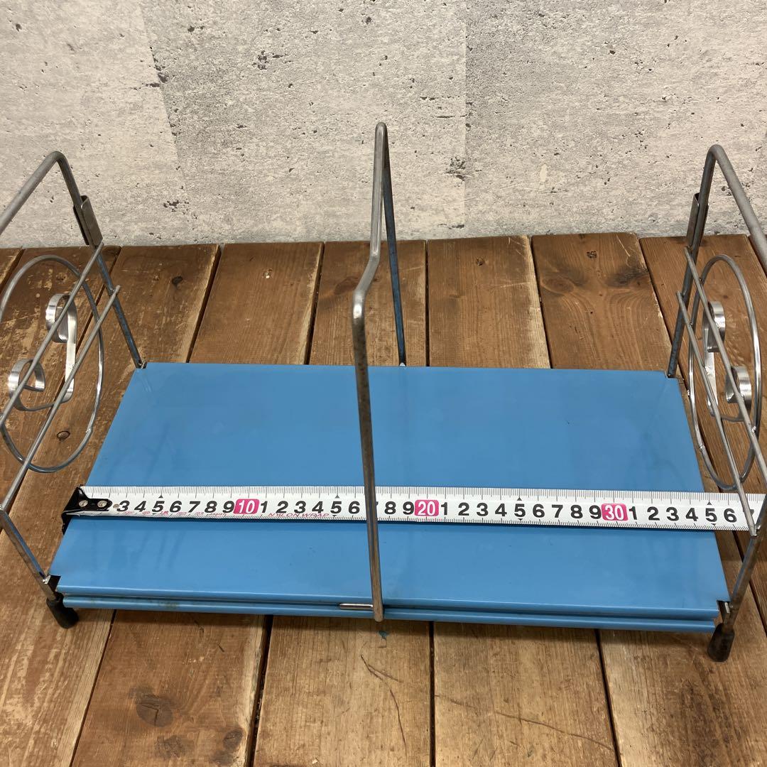 昭和レトロポップ　ブルー　スタンド　本棚　本立て　アイアン　上下セット 昭和レトロポップ ブルー スタンド 本棚 本立て アイアン 上下