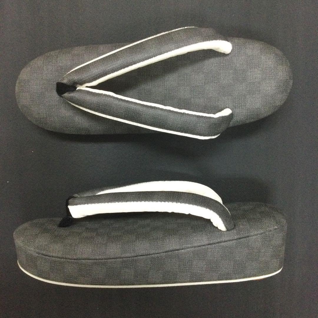 特価　高級草履　低反発　市松文様　墨黒