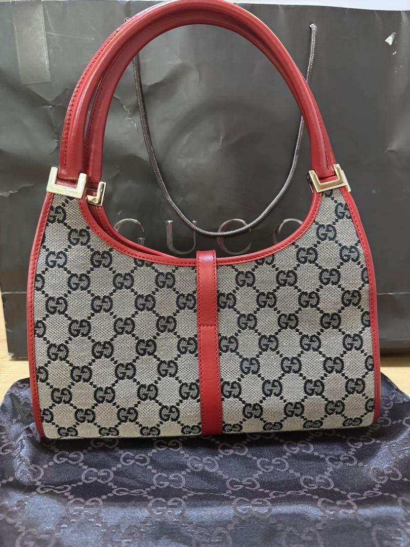 【GUCCI】ショルダーバッグ　ジャッキー　GGキャンバス　レッド　ブラック グッチ ジャッキー 1961〕ミディアムバッグGGスプリーム