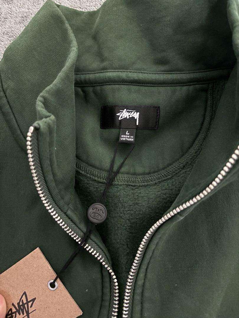 直送商品 Stussy ダークグリーン 1/4ジップ トレーナー トップス