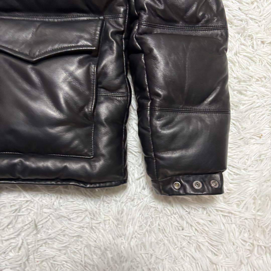 美品　アベイシングエイプ　レザーダウンジャケット　ブラック　ファー付き　Sサイズ