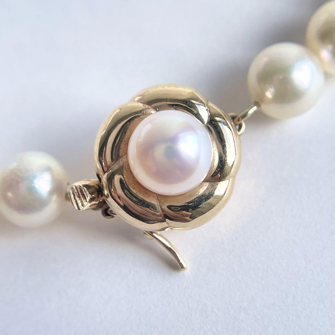 高島屋 】K14 本真珠 パールネックレス 6mm 花 フラワー冠婚葬祭
