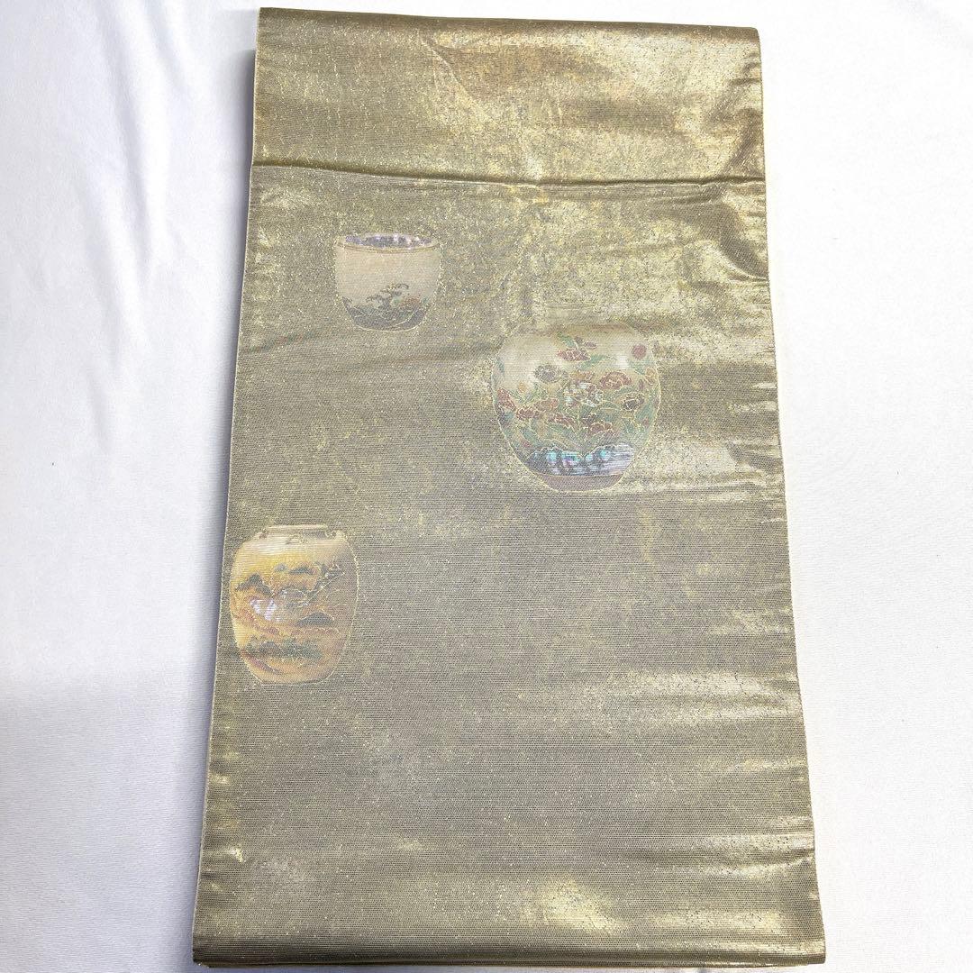 袋帯 螺鈿 壺 亀甲模様 花模様 着物 113tz 袋帯 螺鈿 壺 亀甲模様 花模様 着物 113tz