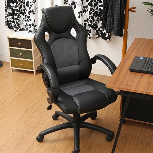 とうござい⌖ 新品 サーキット BK ZtR2o-m93779906707 送料無料 レーシングチェアー デスクチェ
