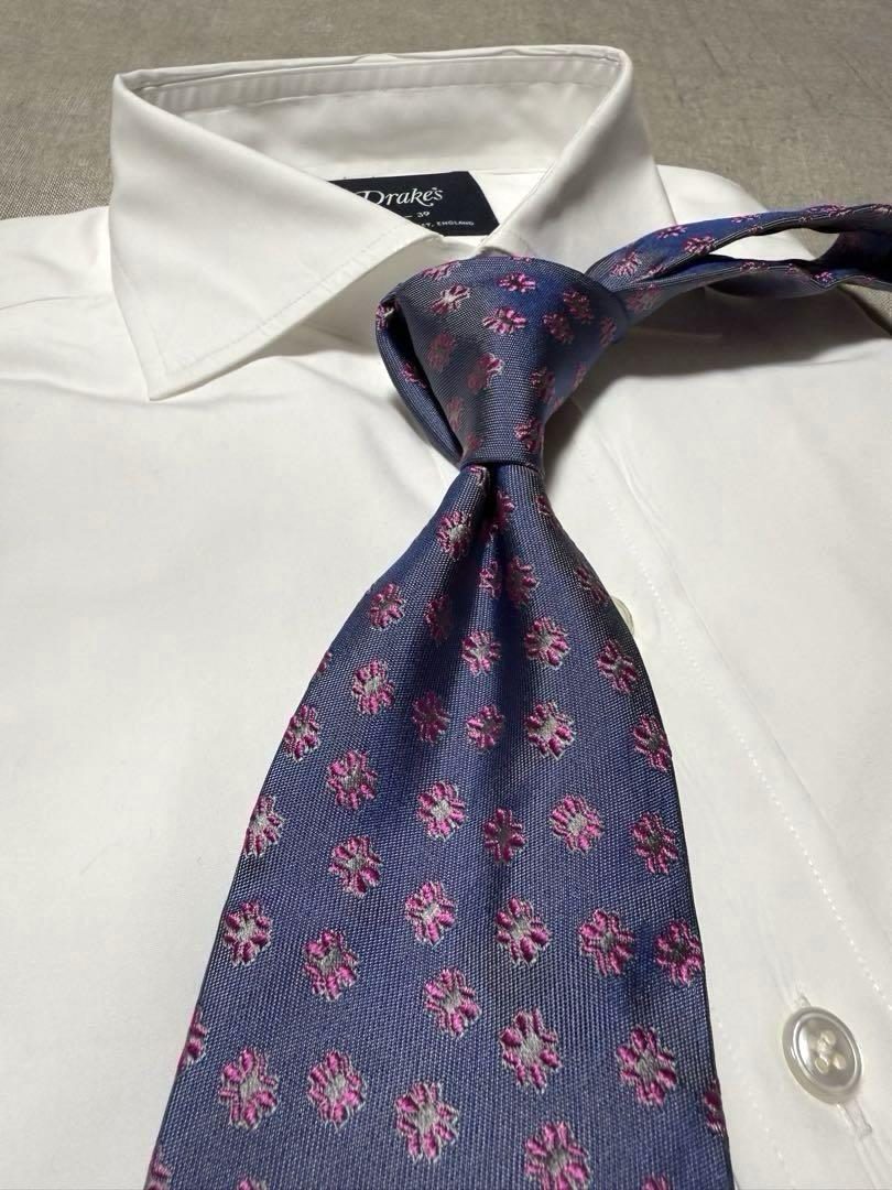【未使用】Charvet／シャルべ／ジャガードタイ／小紋柄／フランス製 未使用】Charvet／シャルべ／ジャガードタイ／小紋柄／フランス製
