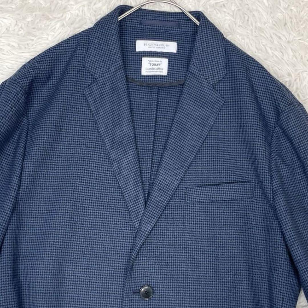 【極美品✨XL】ユナイテッドアローズ TORAY テーラードジャケット 千鳥 紺