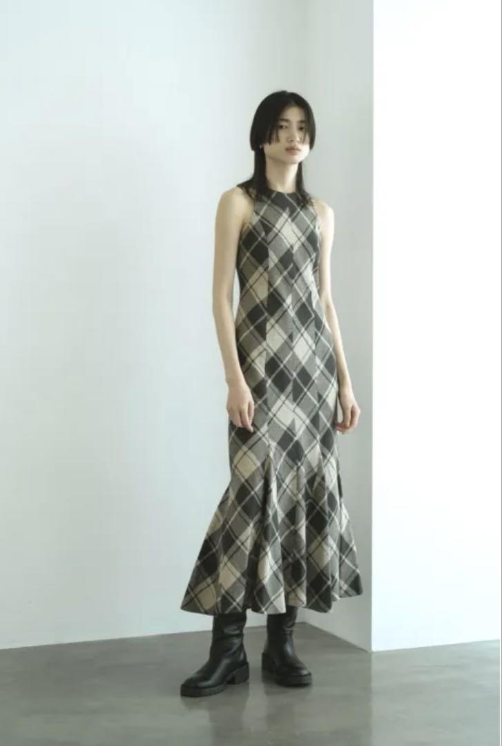 rosary moon Bias Check Panel Dress