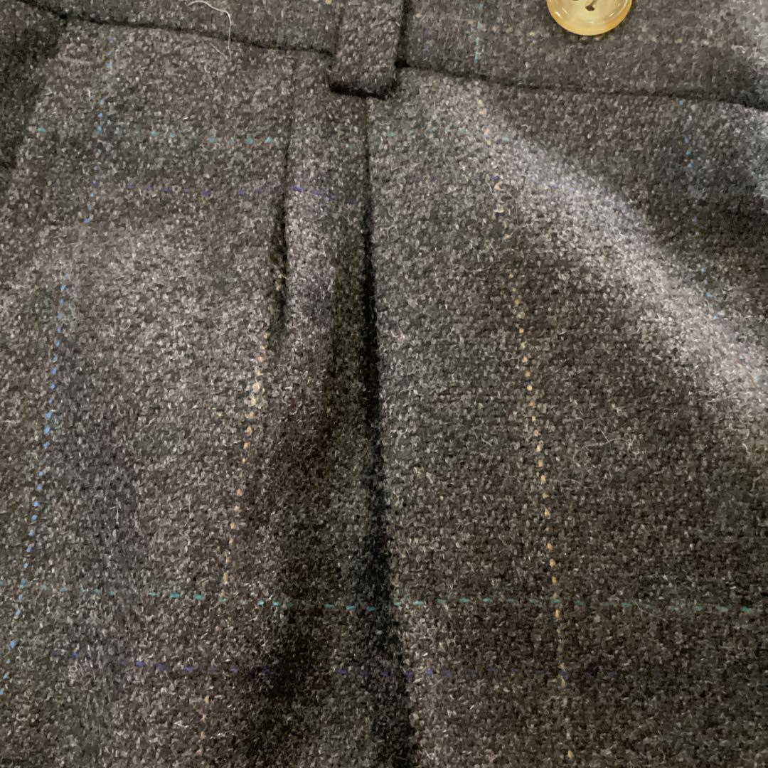 USA 古着 Burberry スラックス 2タック チェック柄 厚手 シティ