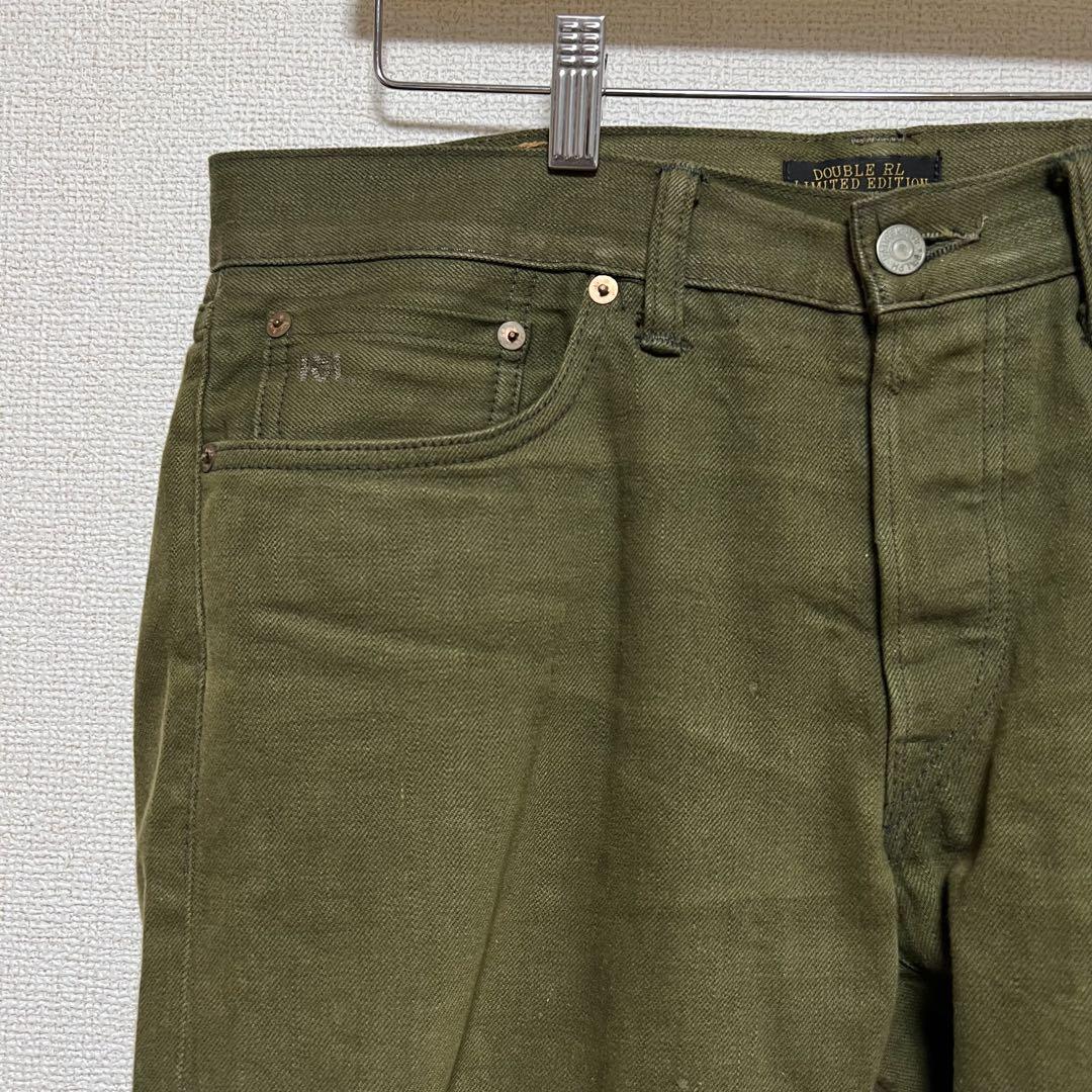 USA製 RRL ダブルアールエル USED加工 オリーブカラー デニム