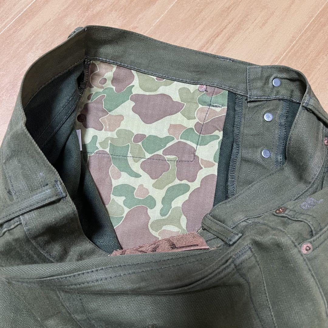 USA製 RRL ダブルアールエル USED加工 オリーブカラー デニム