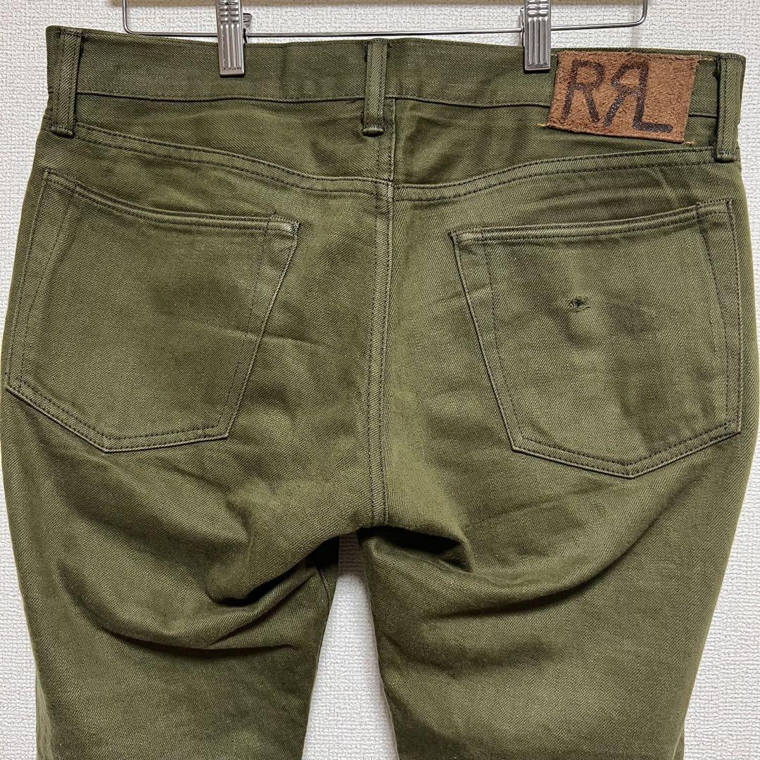 USA製 RRL ダブルアールエル USED加工 オリーブカラー デニム