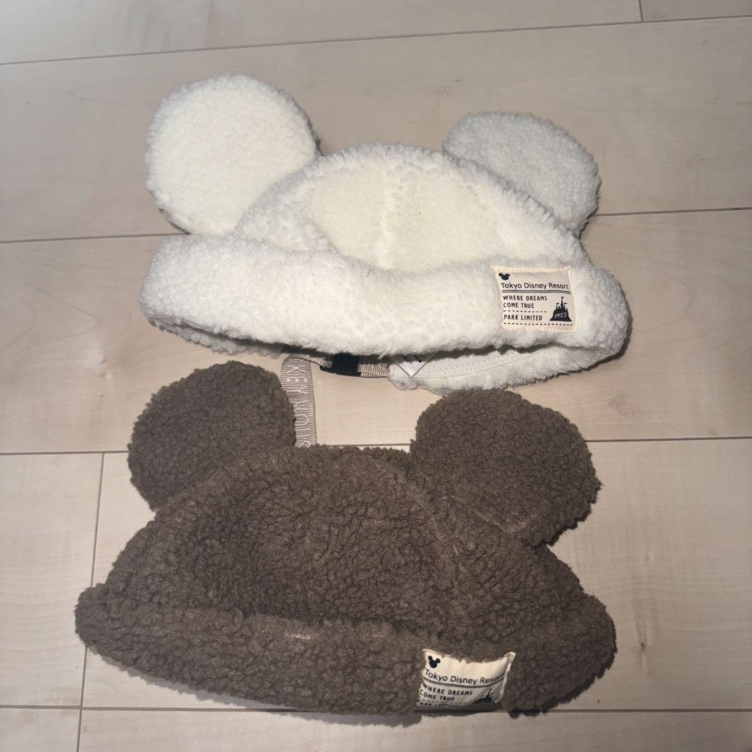 ミッキー耳付き帽子 ディズニー モコモコ セット