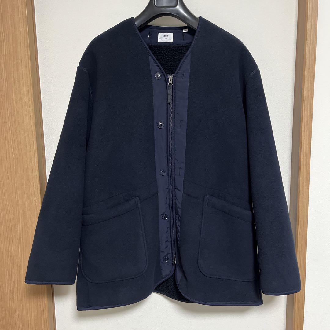 エンジニアードガーメンツ×ユニクロ　フリースノーカラーコート　L　美品 ユニクロ × エンジニアードガーメンツ】フリース ノーカラー
