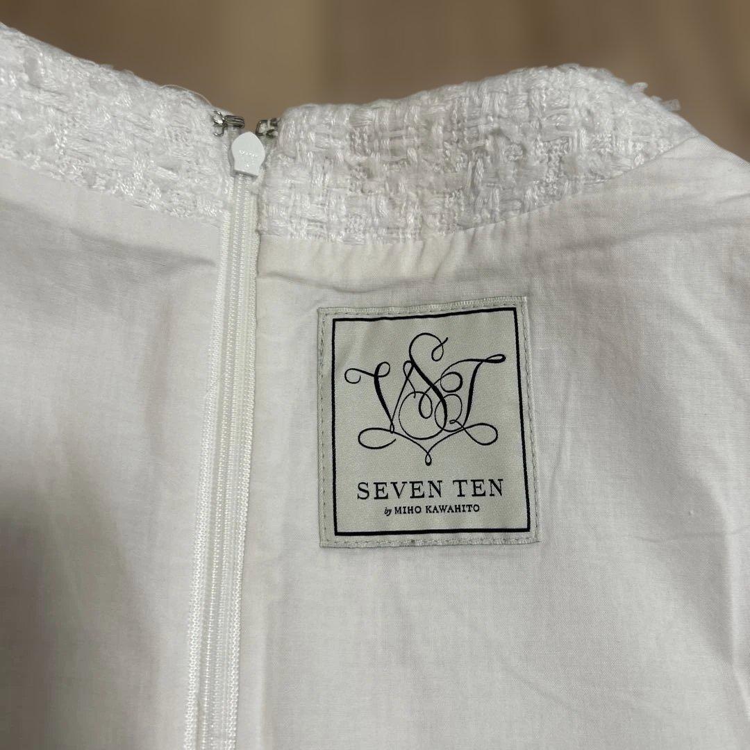 ホワイト ツイード半袖 トップス セブンテン ホワイト ツイード半袖 トップス セブンテン